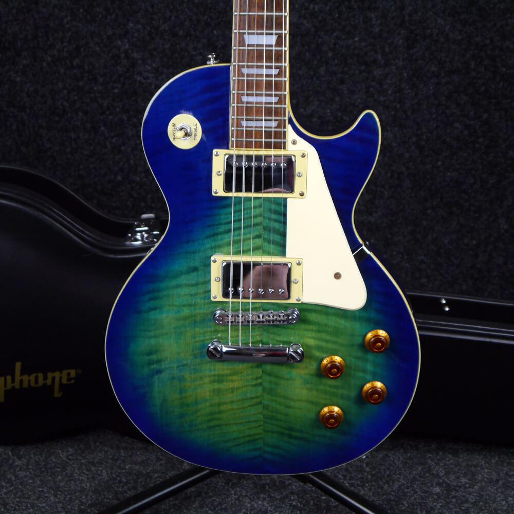 Les Paul Epiphone Electric Guitar Case - Epiphone Les Paul Plus Top Pro Aqua Burst W Hard Case 2nd Hand Rich Tone Music