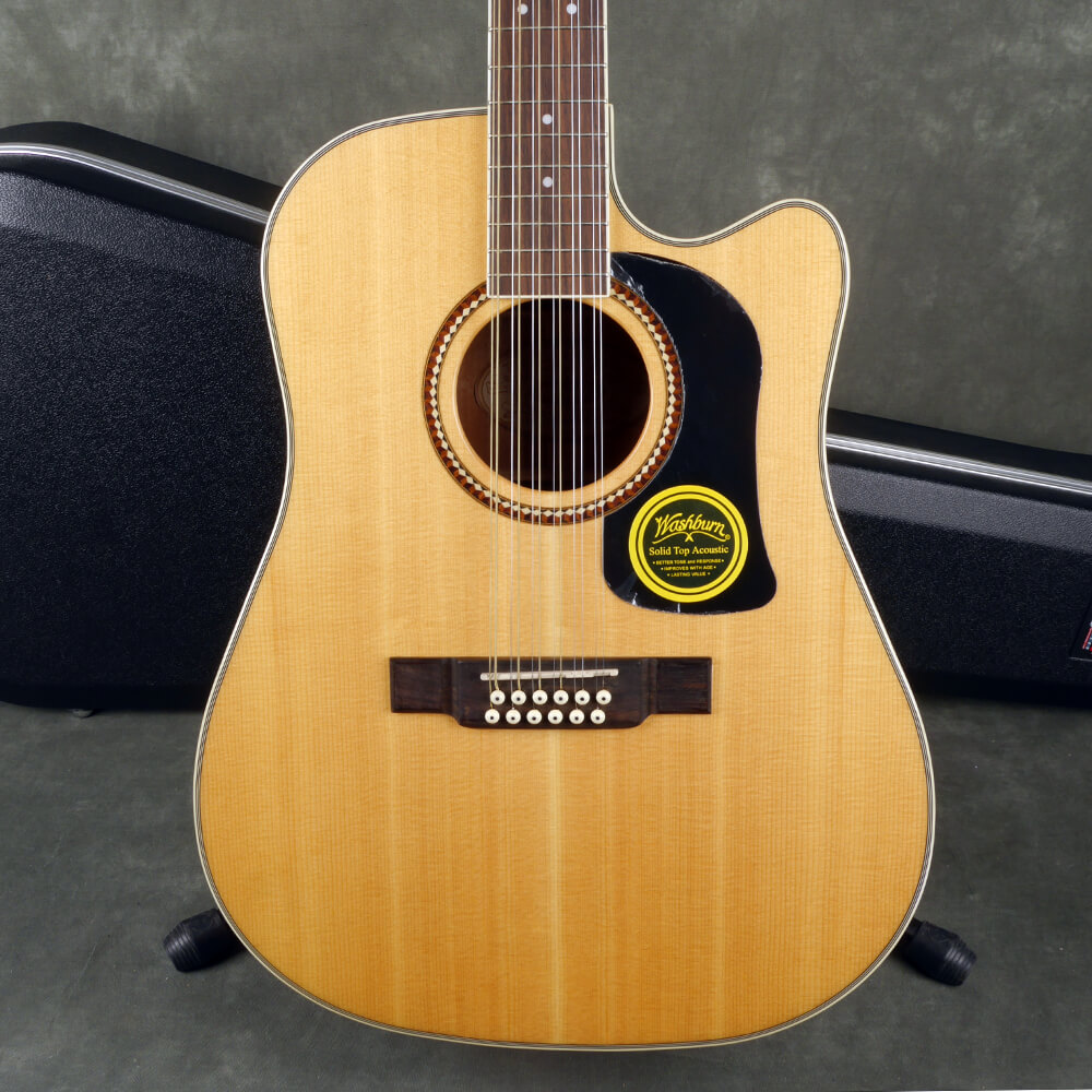 Washburn D10SCE/12 12-String Electro-Acoustic Guitar - Natural W/Case ...