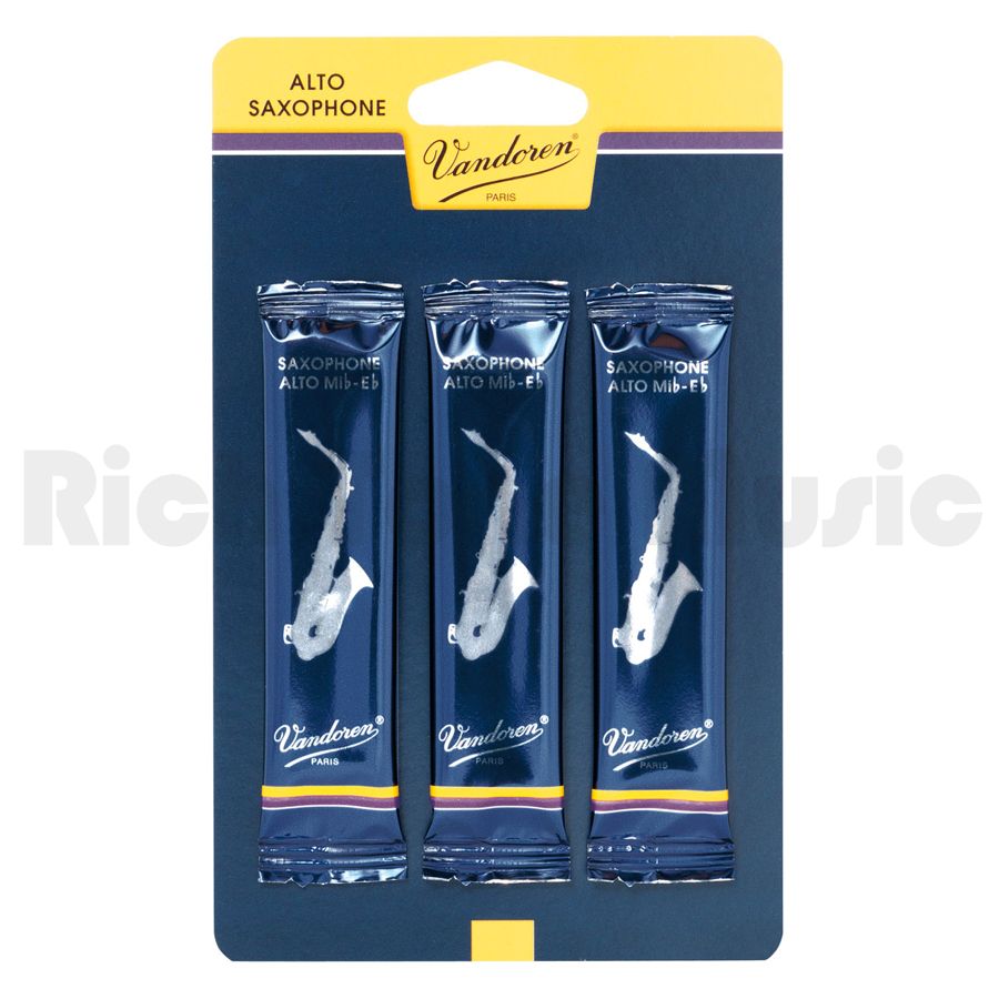 Vandoren Traditional Alto Sax Reeds Strength 3 (3 Pack) Rich Tone Music