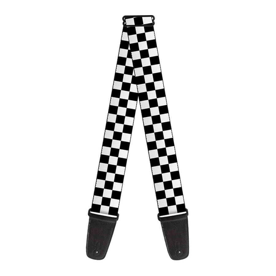 Buckle Down Checker Black/White Guitar Strap Rich Tone Music