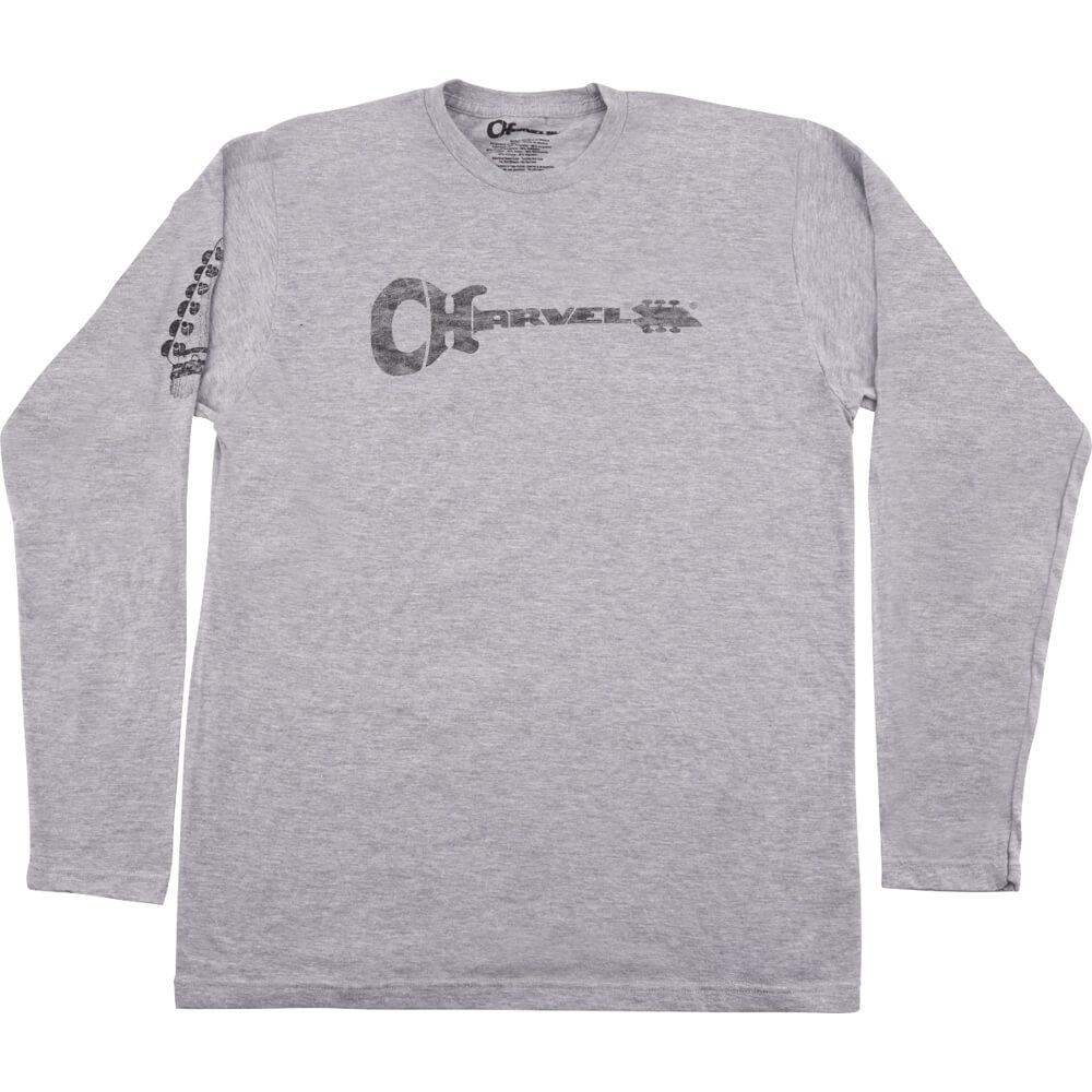 Charvel Headstock Logo Long Sleeve T-Shirt, Grey - Large | Rich Tone Music