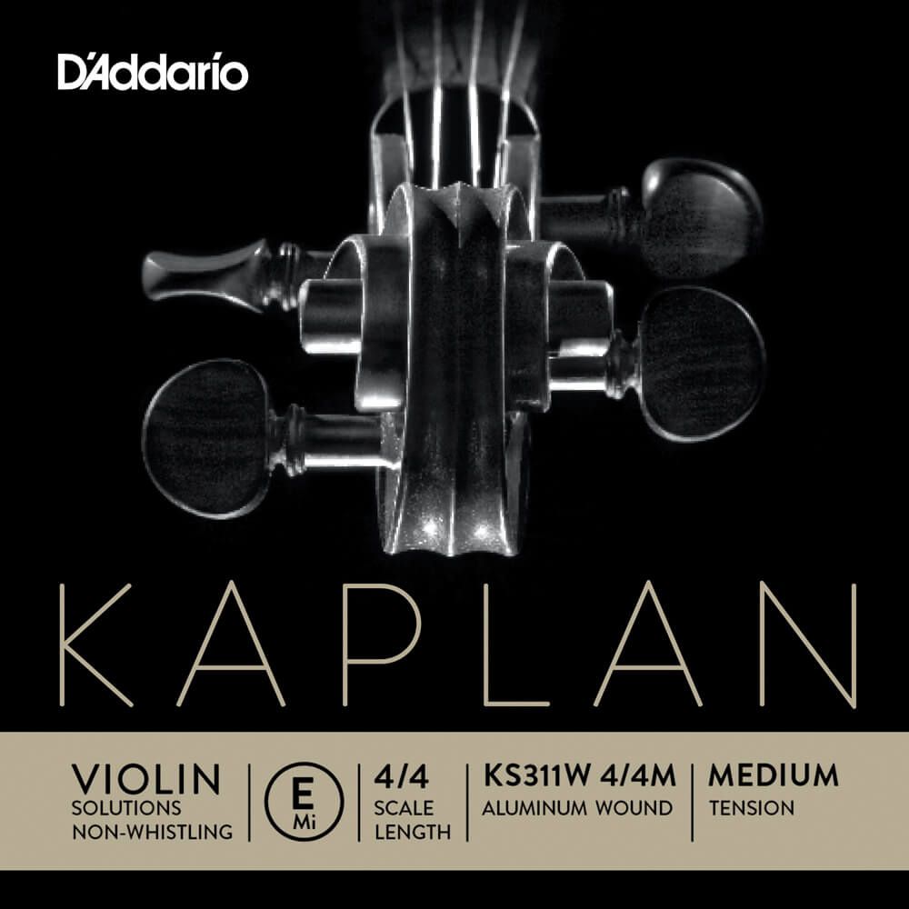 D'Addario Kaplan NonWhistling Violin Aluminum Wound E String, 4/4