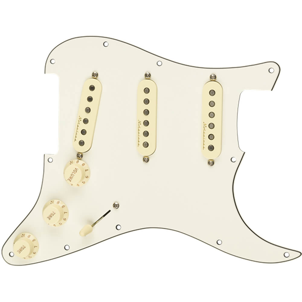 Fender Pre-Wired Pickguard, Stratocaster SSS, Vintage Noiseless, White