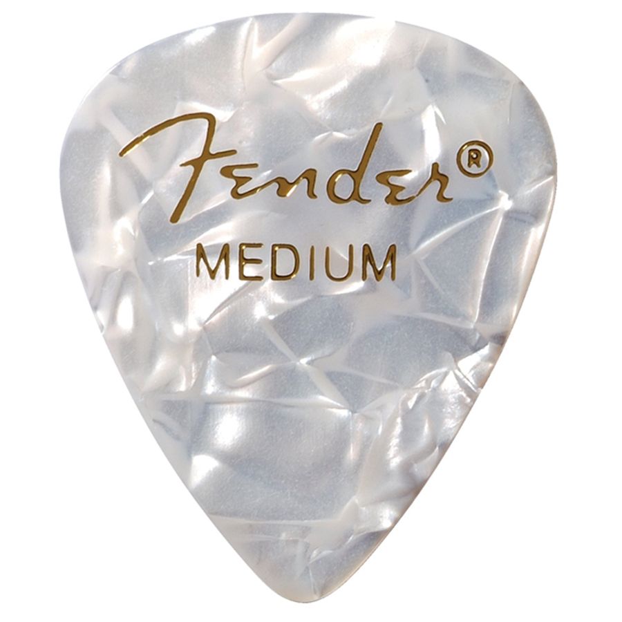 Fender 351 Shape Premium Picks, Medium, White Moto 12 Pack Rich