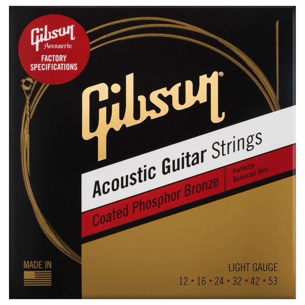 Gibson Coated Phosphor Bronze Acoustic Guitar Strings, Light Rich