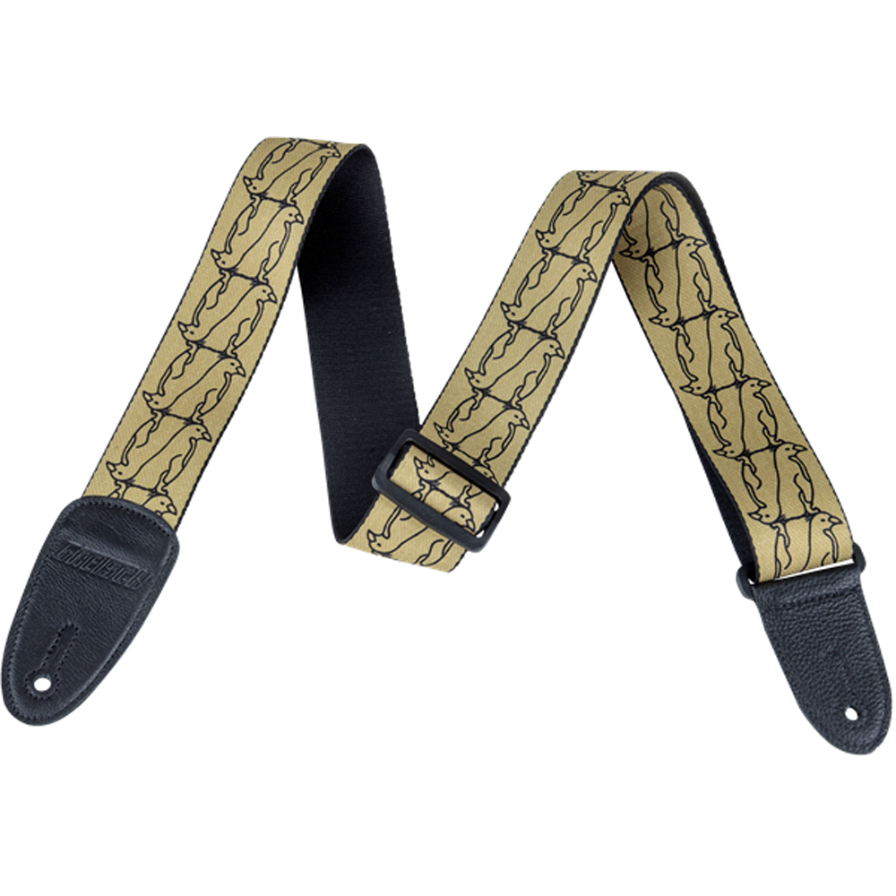 Gretsch Alternating Penguins Guitar Strap Gold/Black Rich Tone Music