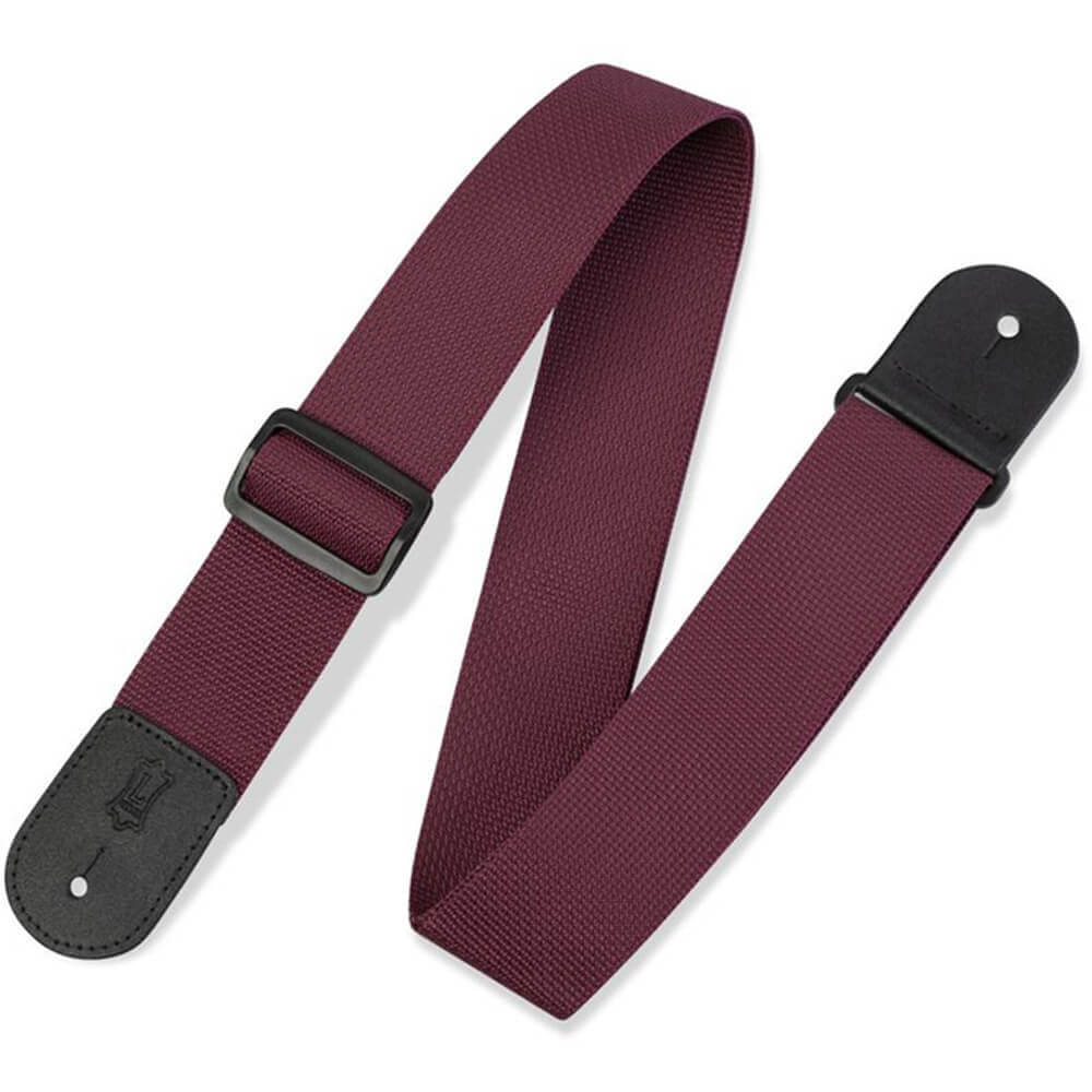 Levy's 2 Inch Poly Guitar Strap with Poly Ends Burgundy Rich Tone Music