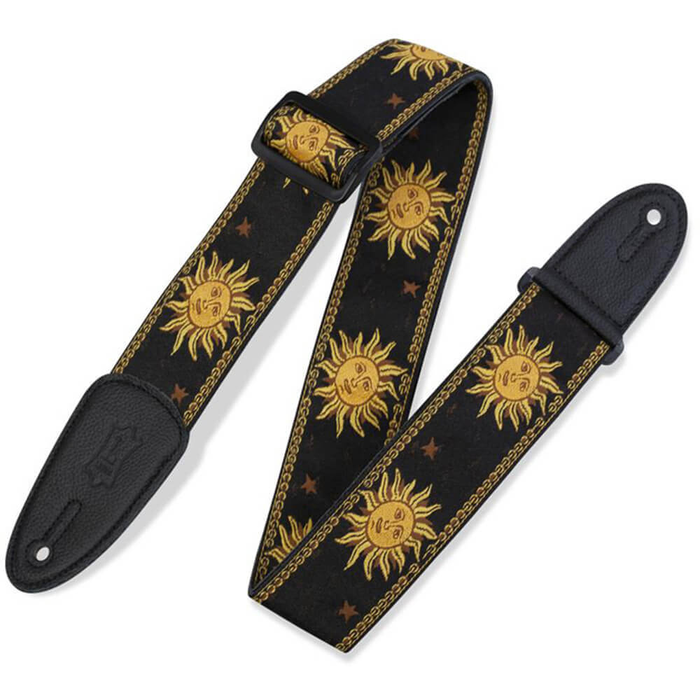 Levy's 2 Inch Sun Design Jacquard Weave Guitar Strap - Black | Rich ...