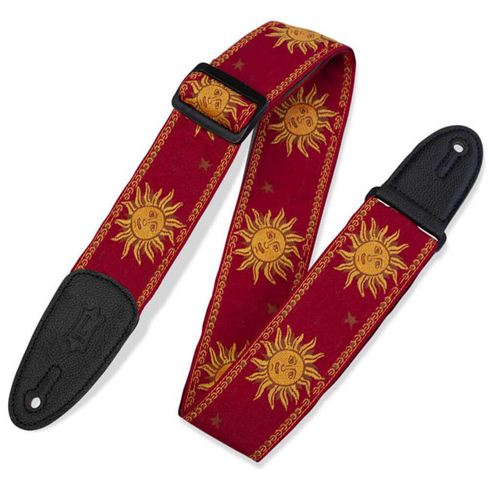 Levys 2 Inch Sun Design Jacquard Weave Guitar Strap Red Rich Tone Music