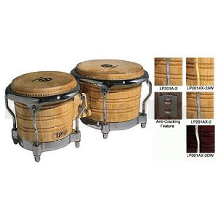 Latin Percussion LP201AX2DW Bongos Comfort II Rims DWChrome Rich