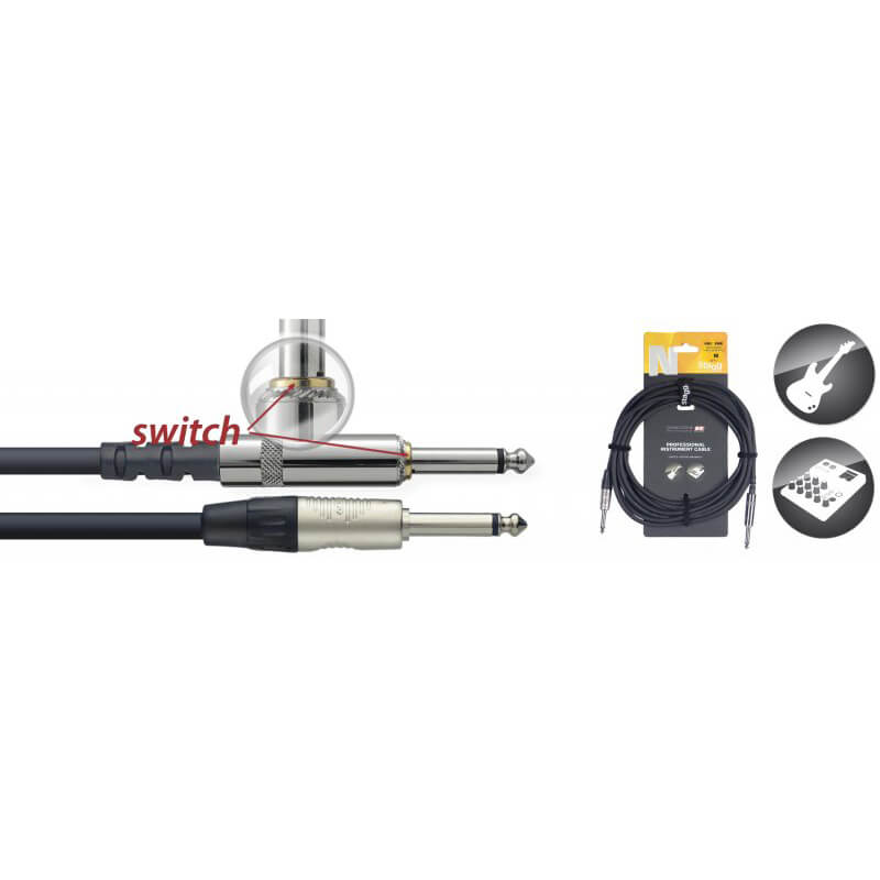 Stagg NSeries Instrument Cable, Mute Switch 10m/33ft Rich Tone Music
