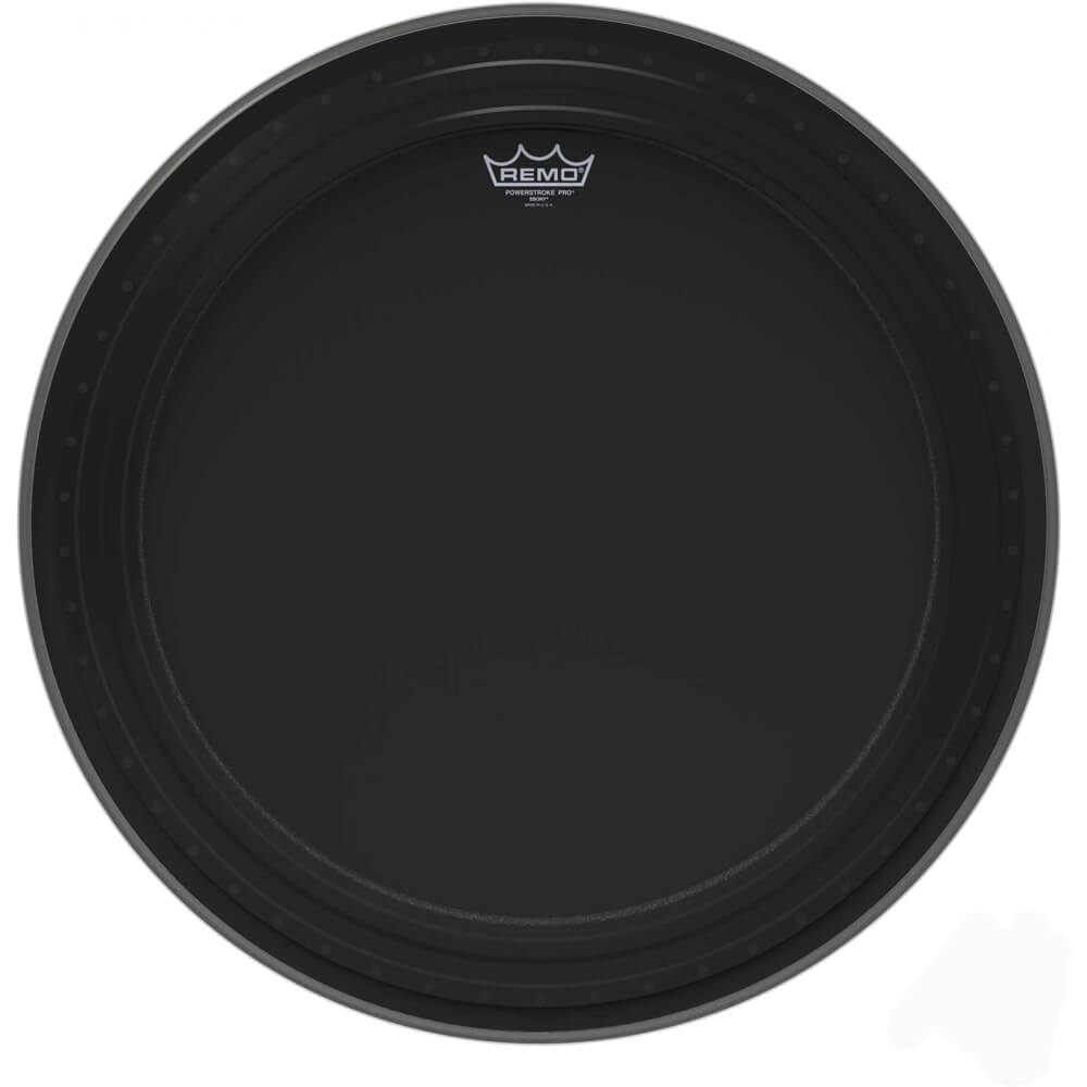 Remo PR-1424-00 Powerstroke Pro Ebony Bass Drum Head, 24.