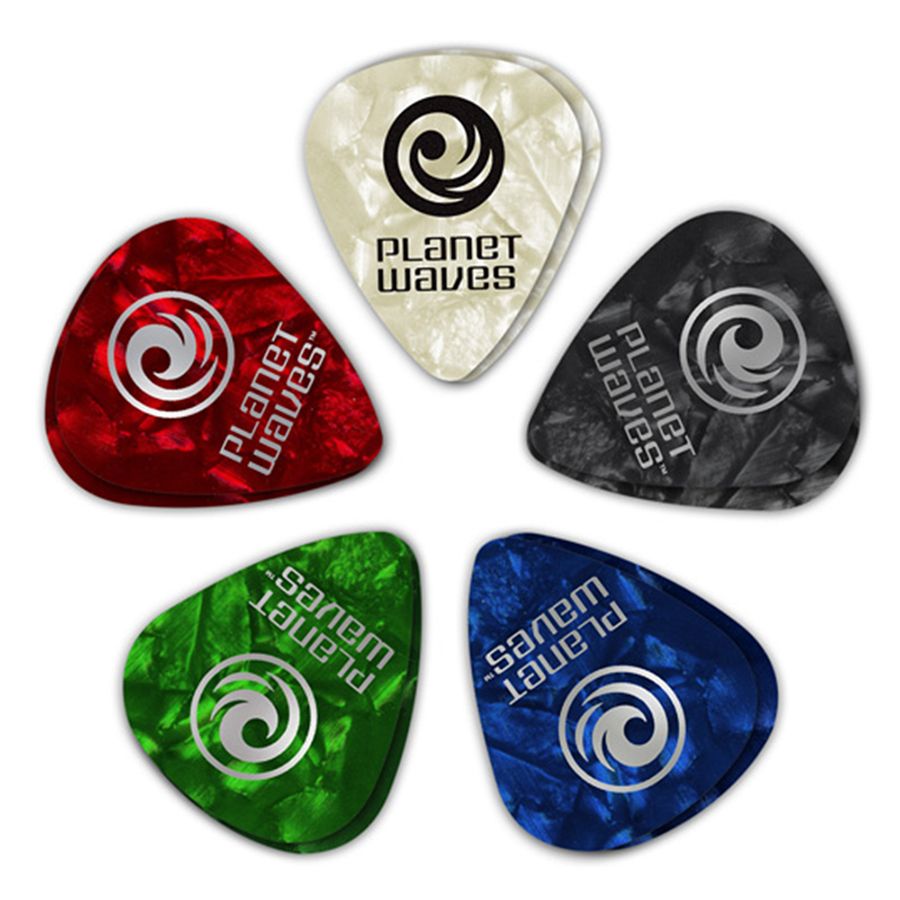 D'Addario Assorted Pearl Celluloid Guitar Picks, 25 pack, Extra Heavy