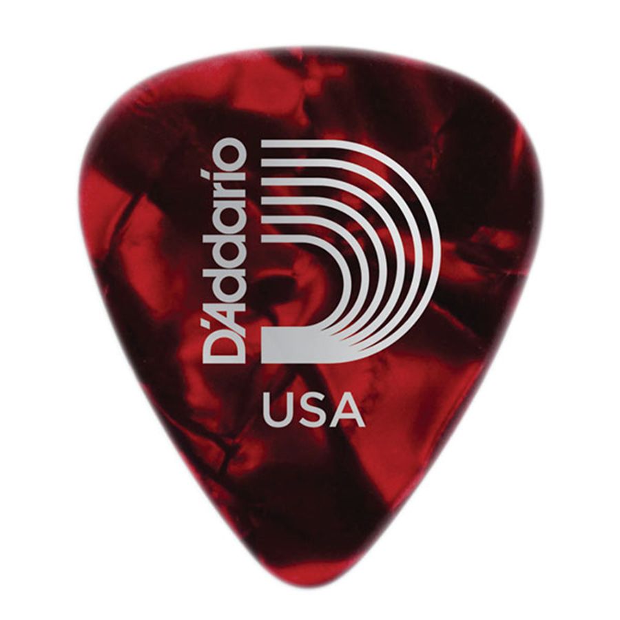 D'Addario Red Pearl Celluloid Guitar Picks, 25 pack, Medium Rich Tone
