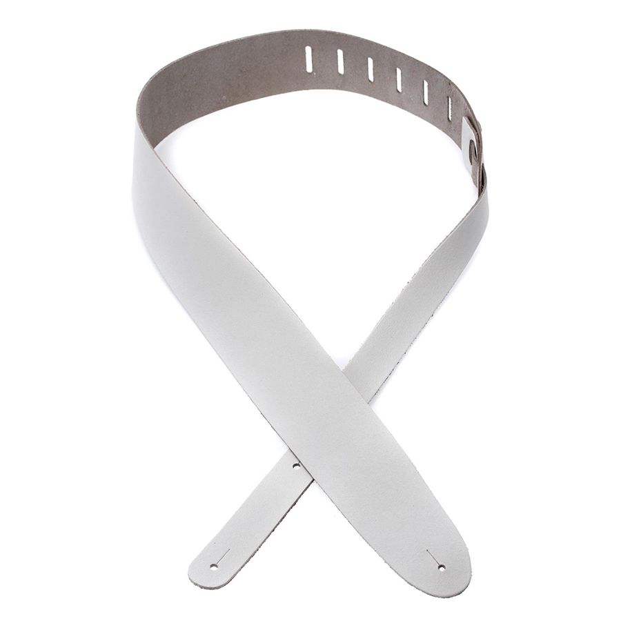 Waves PW25BL02 2.5 Basic Leather White Guitar Strap Rich Tone