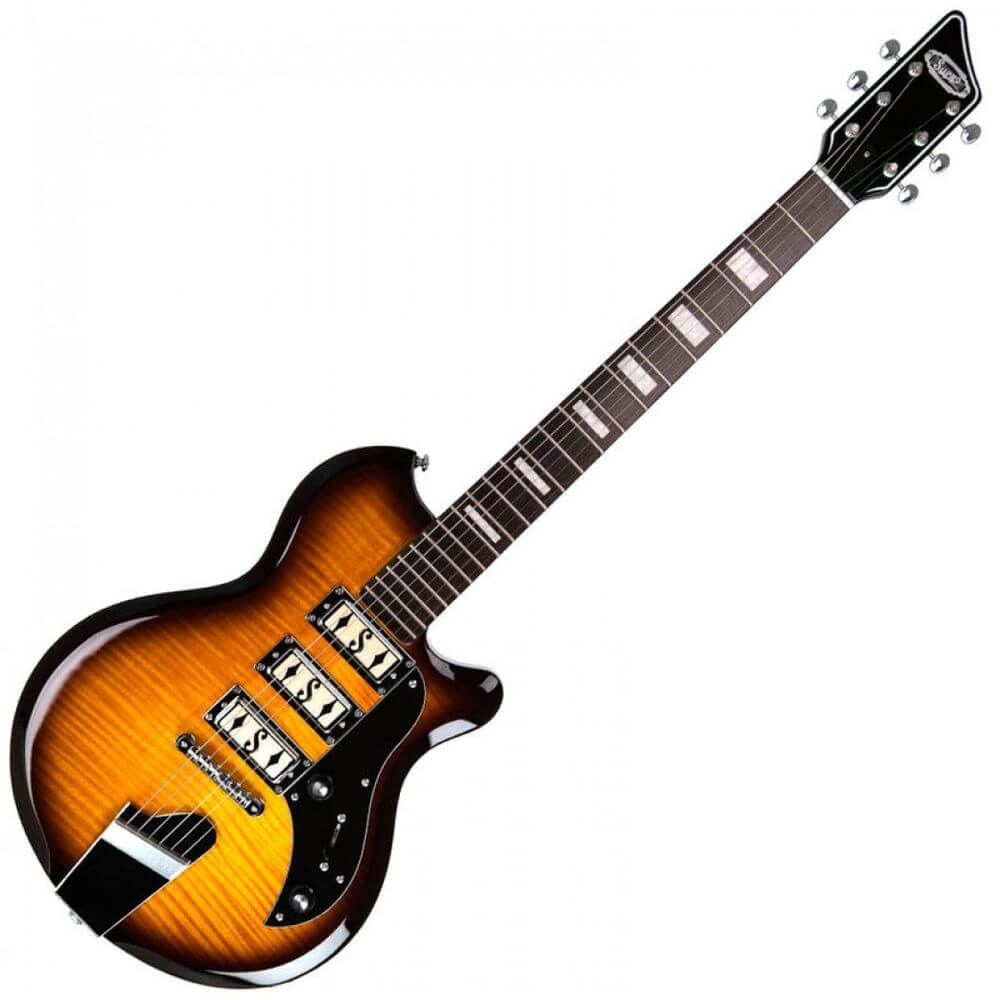 Supro Hampton Guitar - Flame Maple Tobacco Sunburst | Rich Tone Music