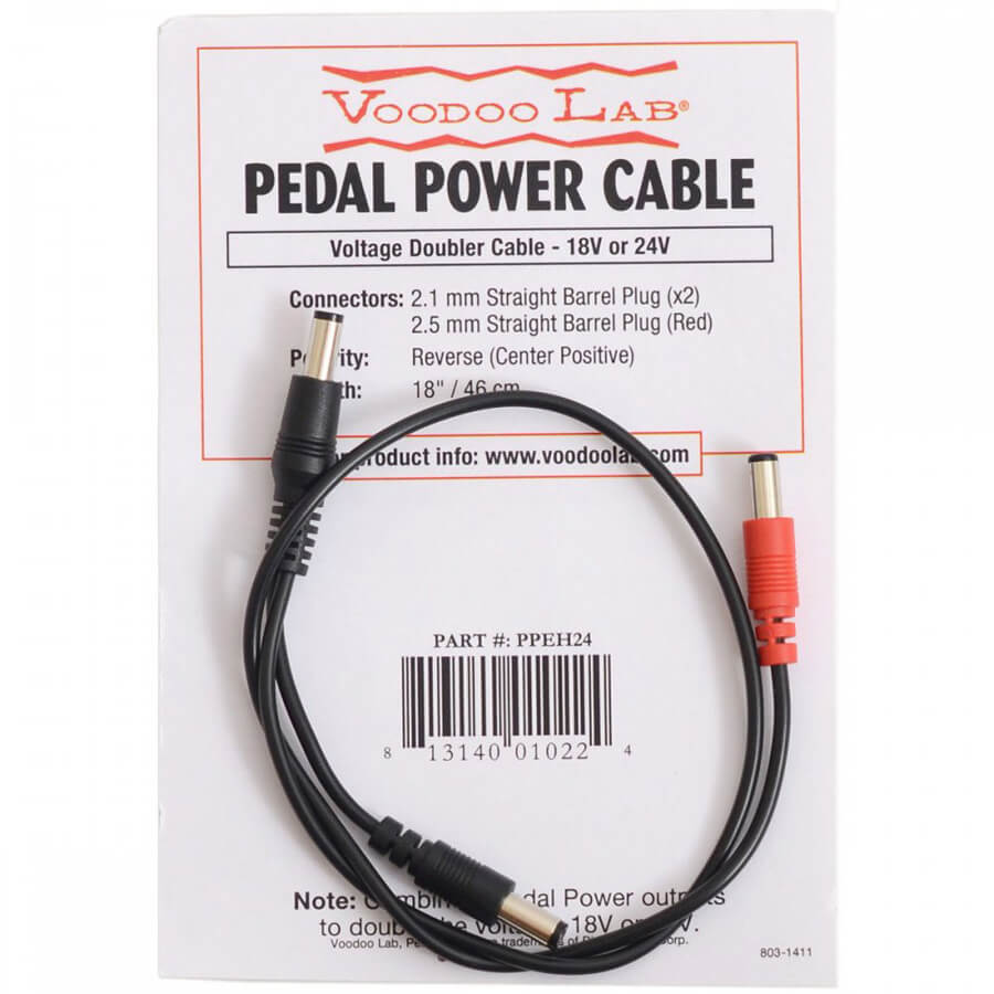 18 Voodoo Lab PPL6 2.5mm and 2.1mm Reverse Polarity Straight Barrel DC Cable Center Positive