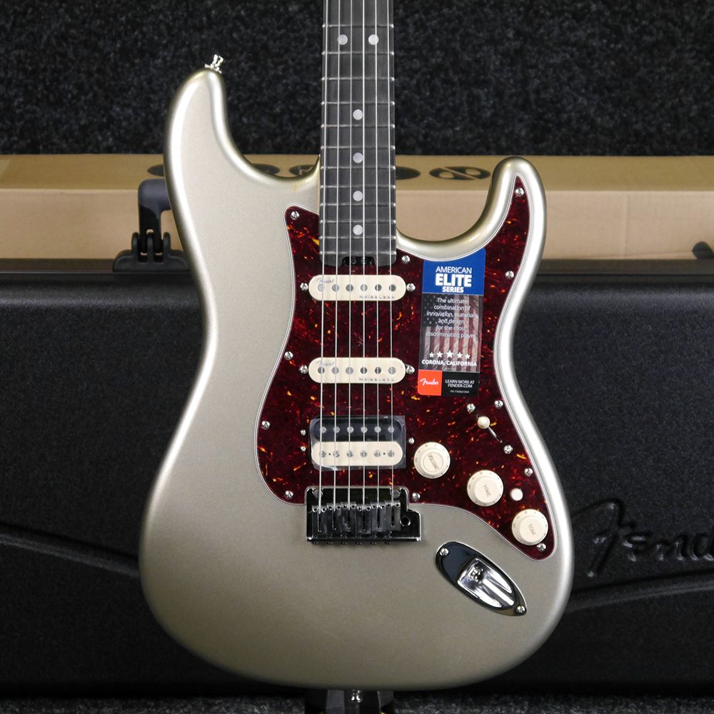 Fender American Elite Strat HSS Shaw Champagne w/ Case Ex Demo Rich Tone Music