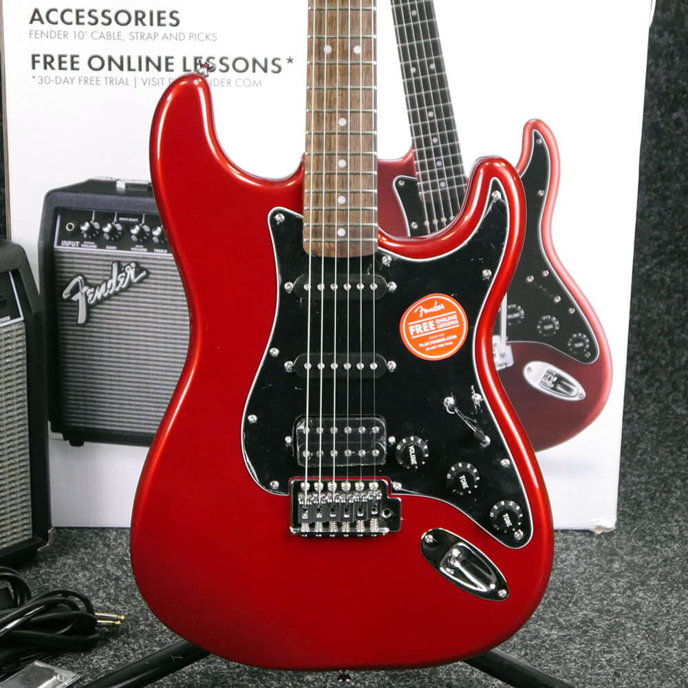 Squier Stratocaster HSS Electric Guitar Pack Candy Apple Red w/Box