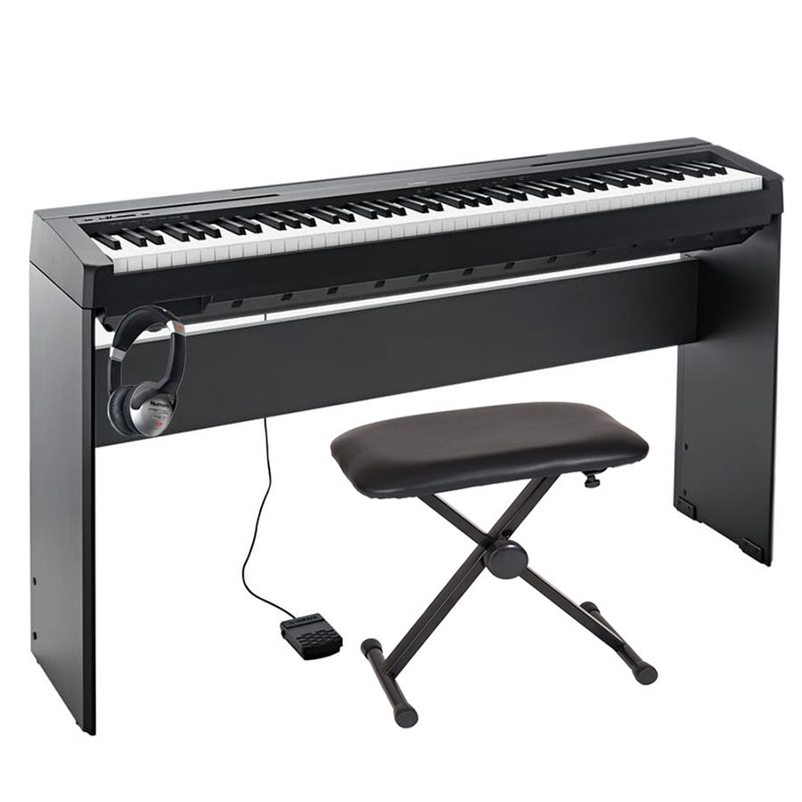 Yamaha P45 Portable Piano Black Stand and Pedal Package Rich