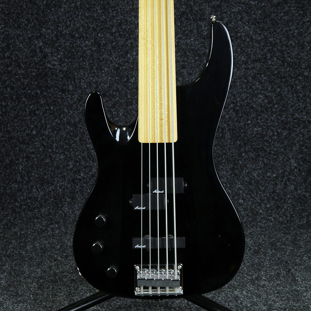 Aria Fretless 5 string Left Handed Bass Black 2nd Hand Rich Tone