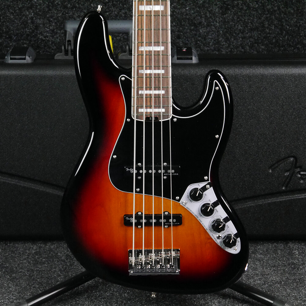 Fender American Elite Jazz Bass V Sunburst W Hard Case 2nd Hand Rich Tone Music