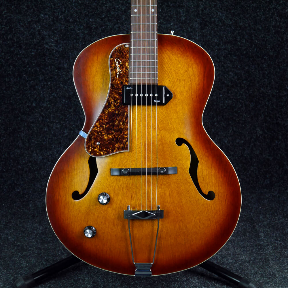 Godin 5th Avenue Kingpin P90 Guitar, Left Handed Cognac Burst 2nd
