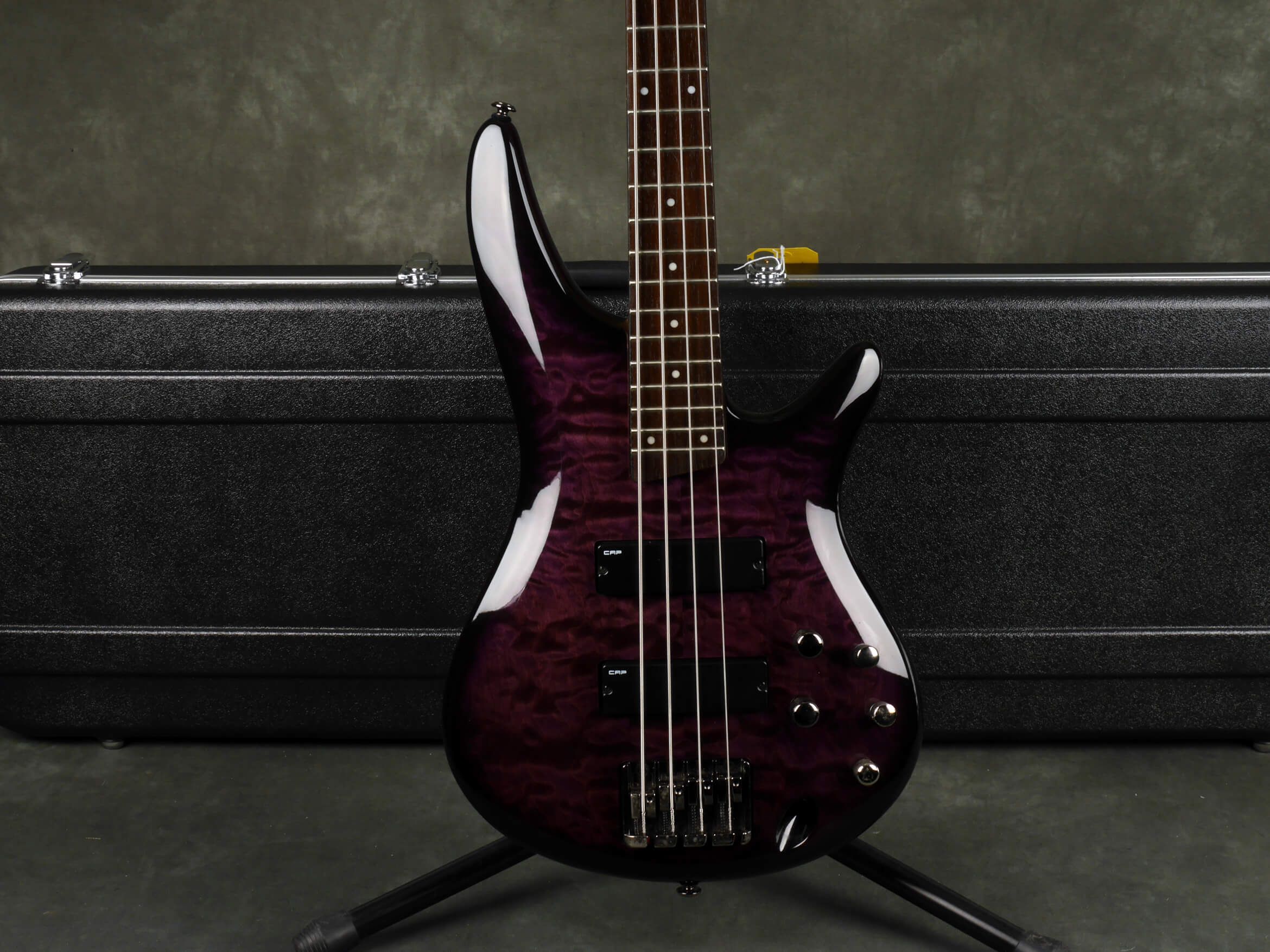 Ibanez SR400QM Active Bass Guitar Purple w/Hard Case 2nd Hand