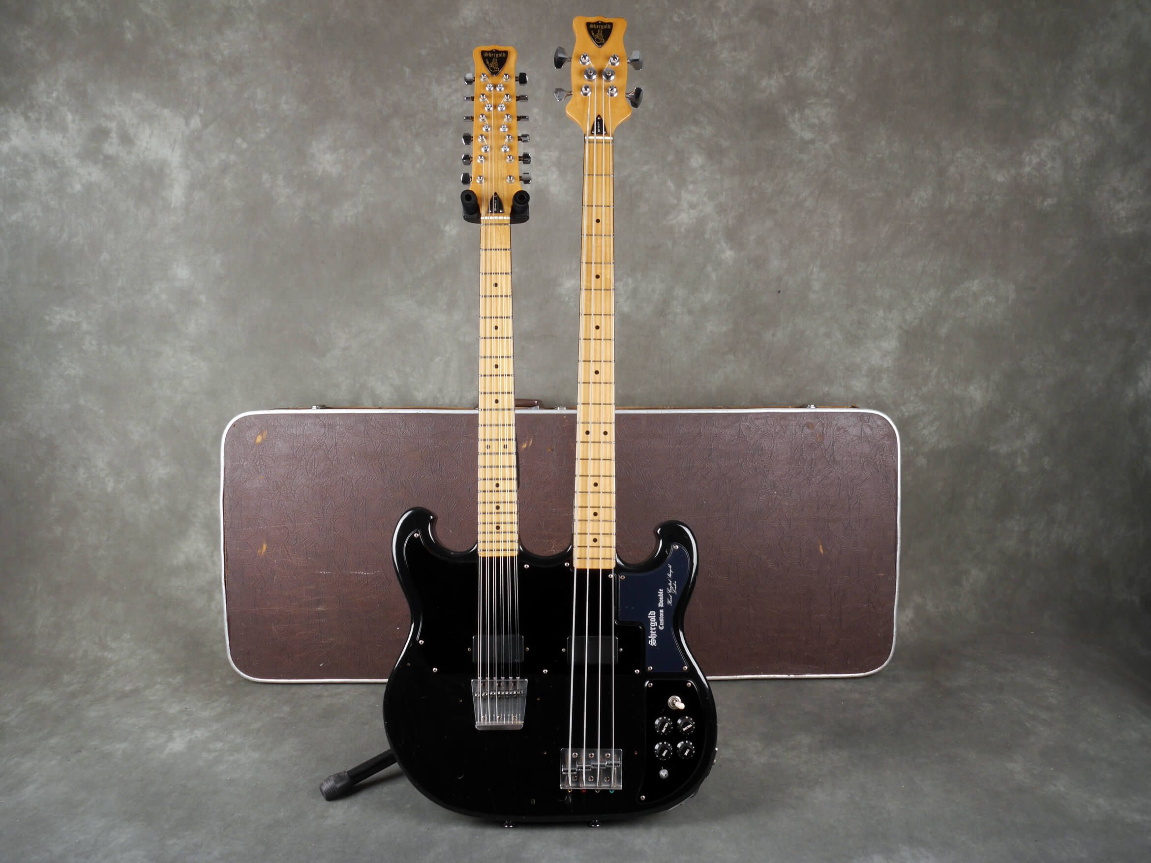 Shergold Custom Double Neck 12String & 4String Bass Black w/Case