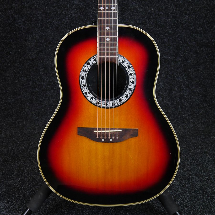 Encore Bowl Back Acoustic Guitar Cherry Burst 2nd Hand Rich Tone