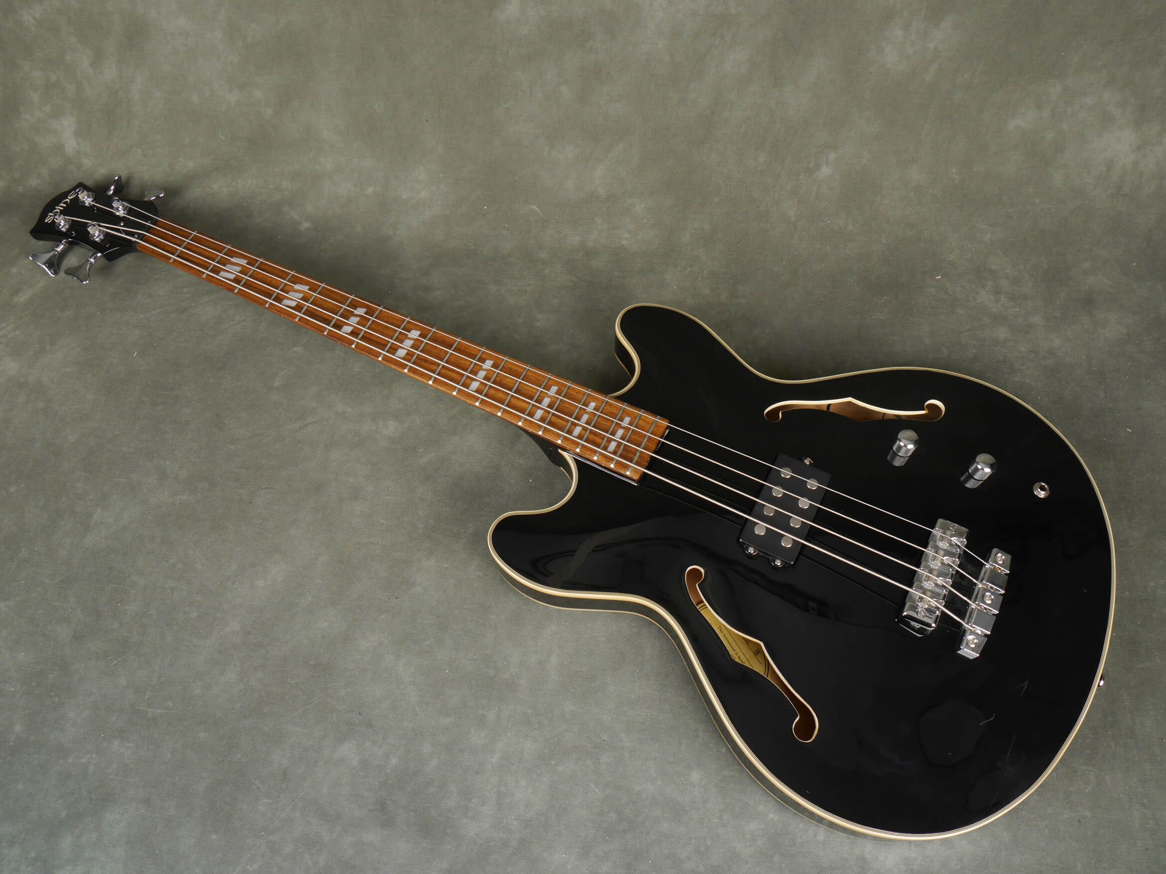 Shine Bass Semi Acoustic Hollow Body Guitar Black 2nd Hand Rich