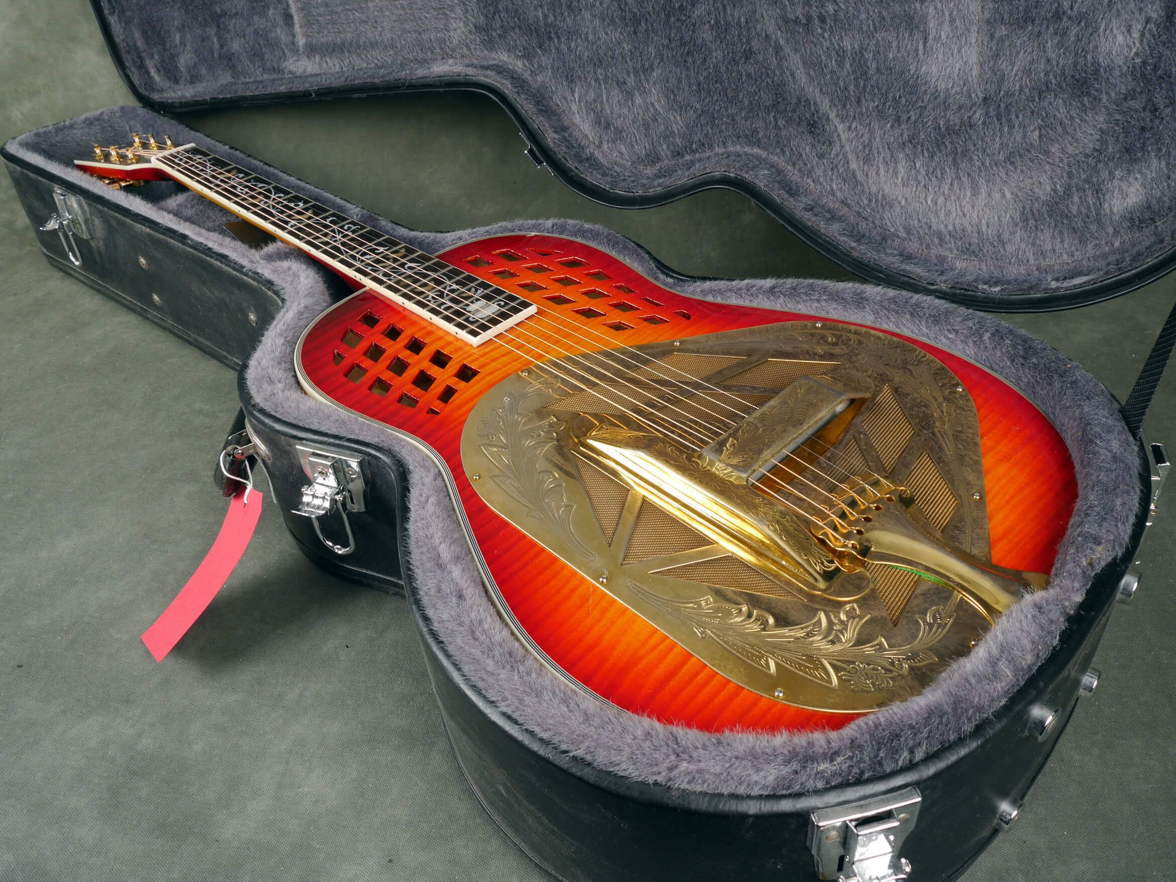 Ozark 3517 Tricone Resonator Guitar Cherry Sunburst w/Hard Case 2nd