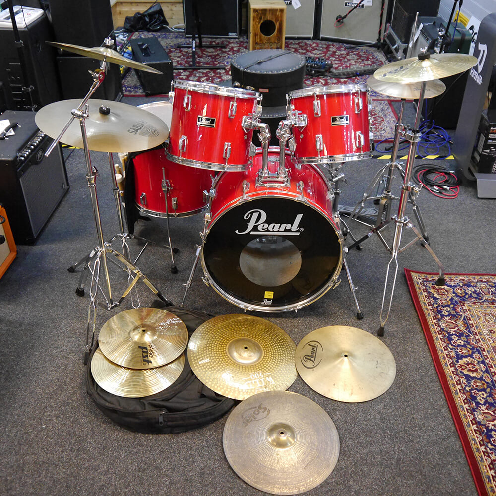 Pearl Export Drum Kit Red w/Hard Case 2nd Hand **COLLECTION ONLY