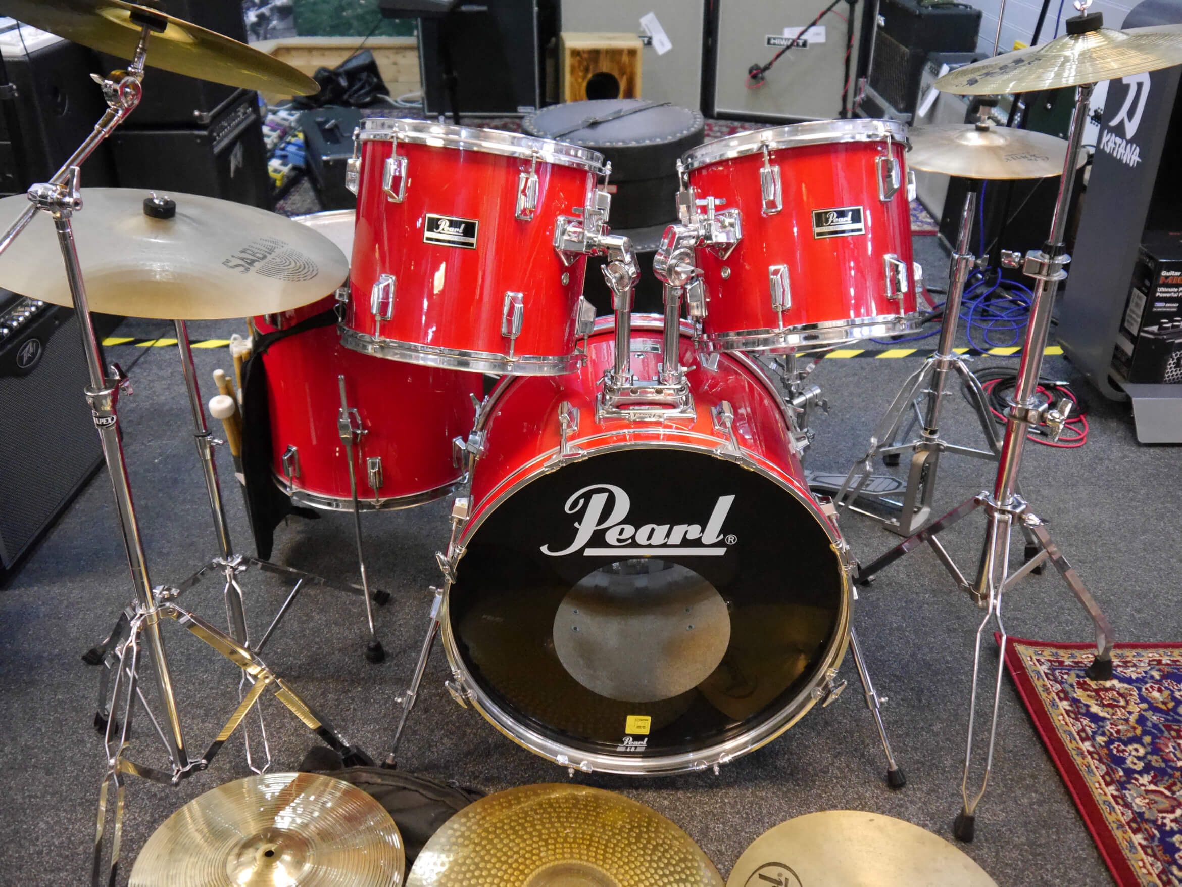 Pearl Export Drum Kit Red w/Hard Case 2nd Hand **COLLECTION ONLY