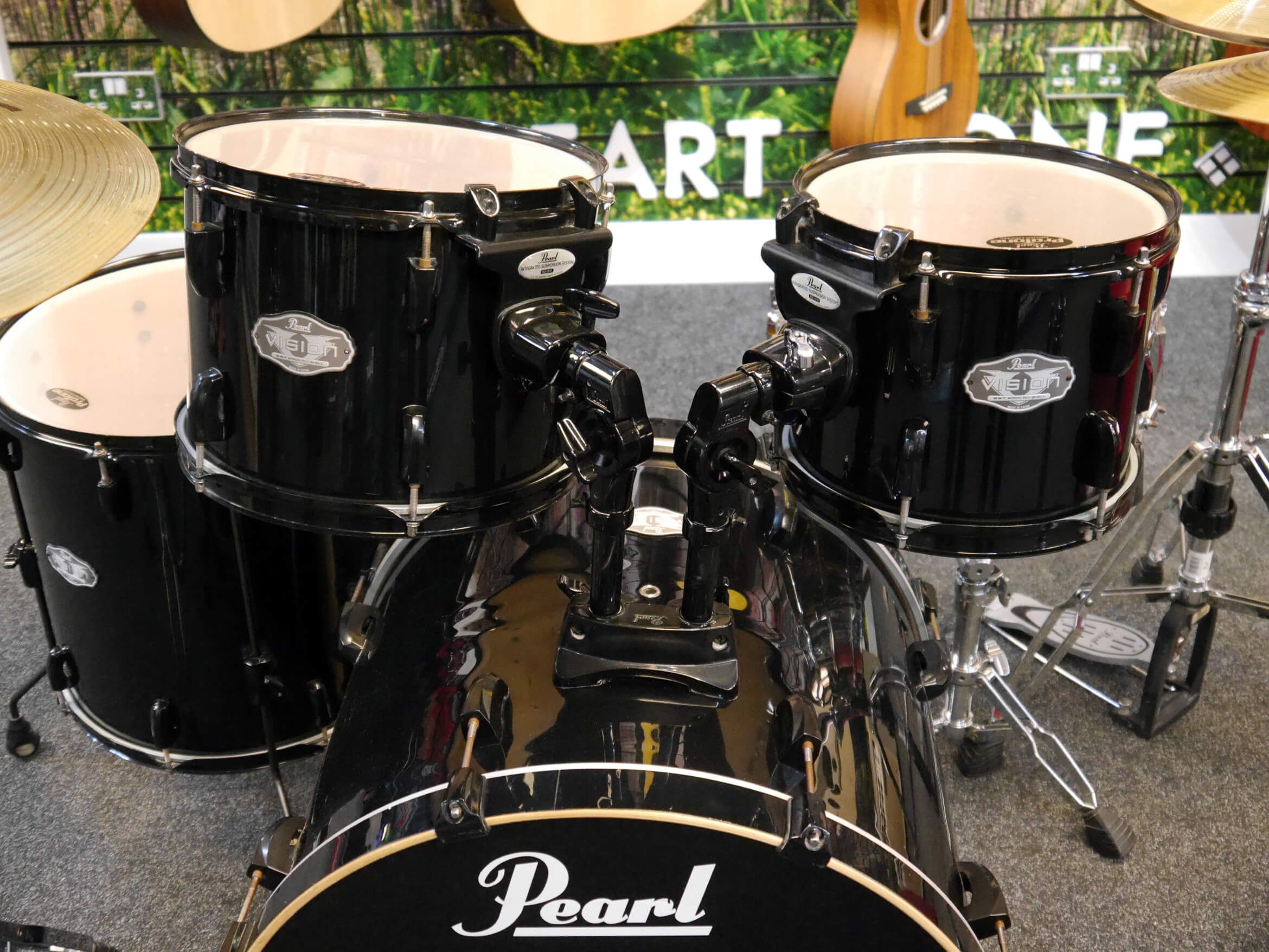 Pearl Vision Rock Fusion Drum Kit Black w/Hardware, Sabian Cymbals