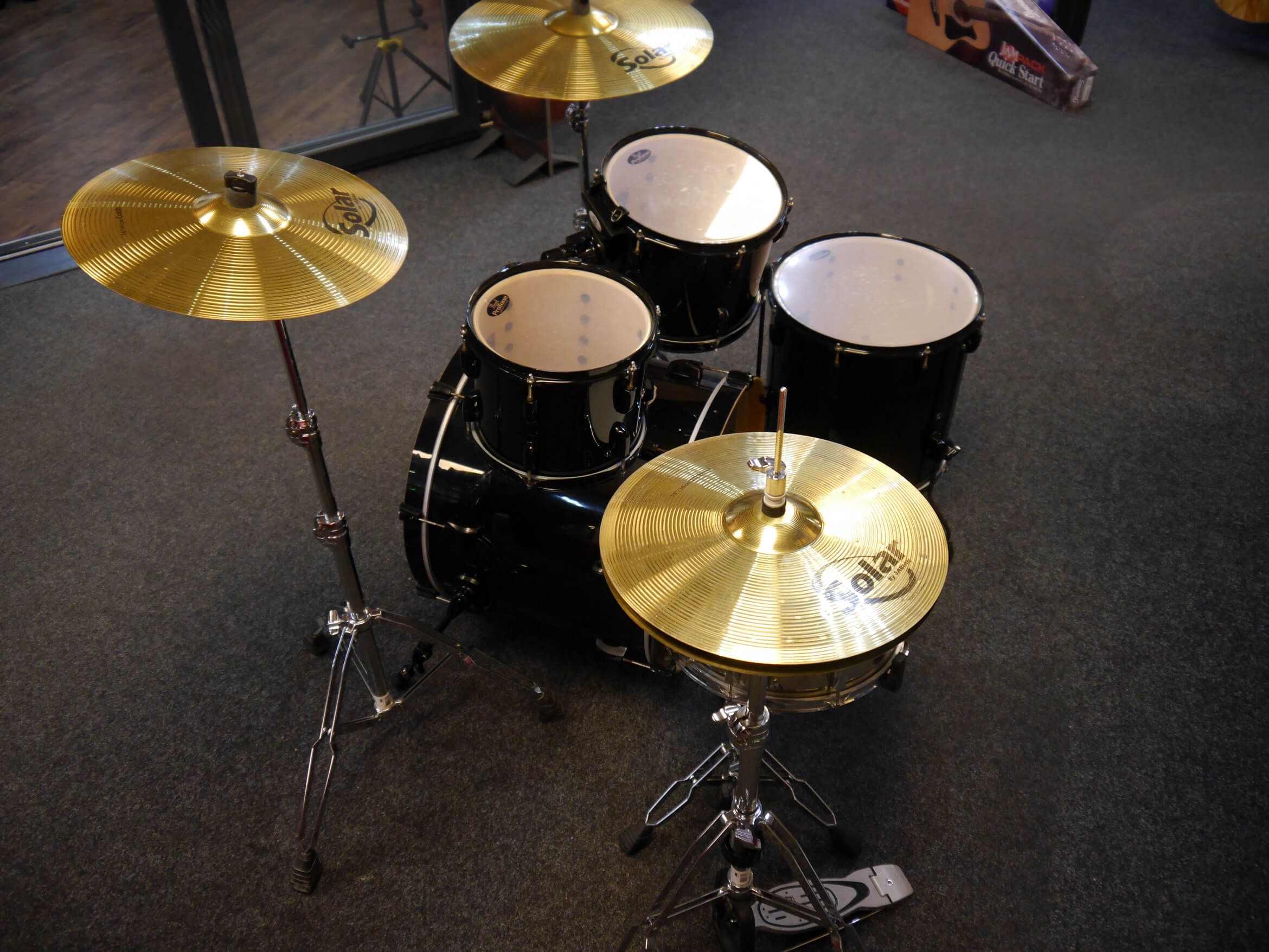 Pearl Vision Rock Fusion Drum Kit Black w/Hardware, Sabian Cymbals