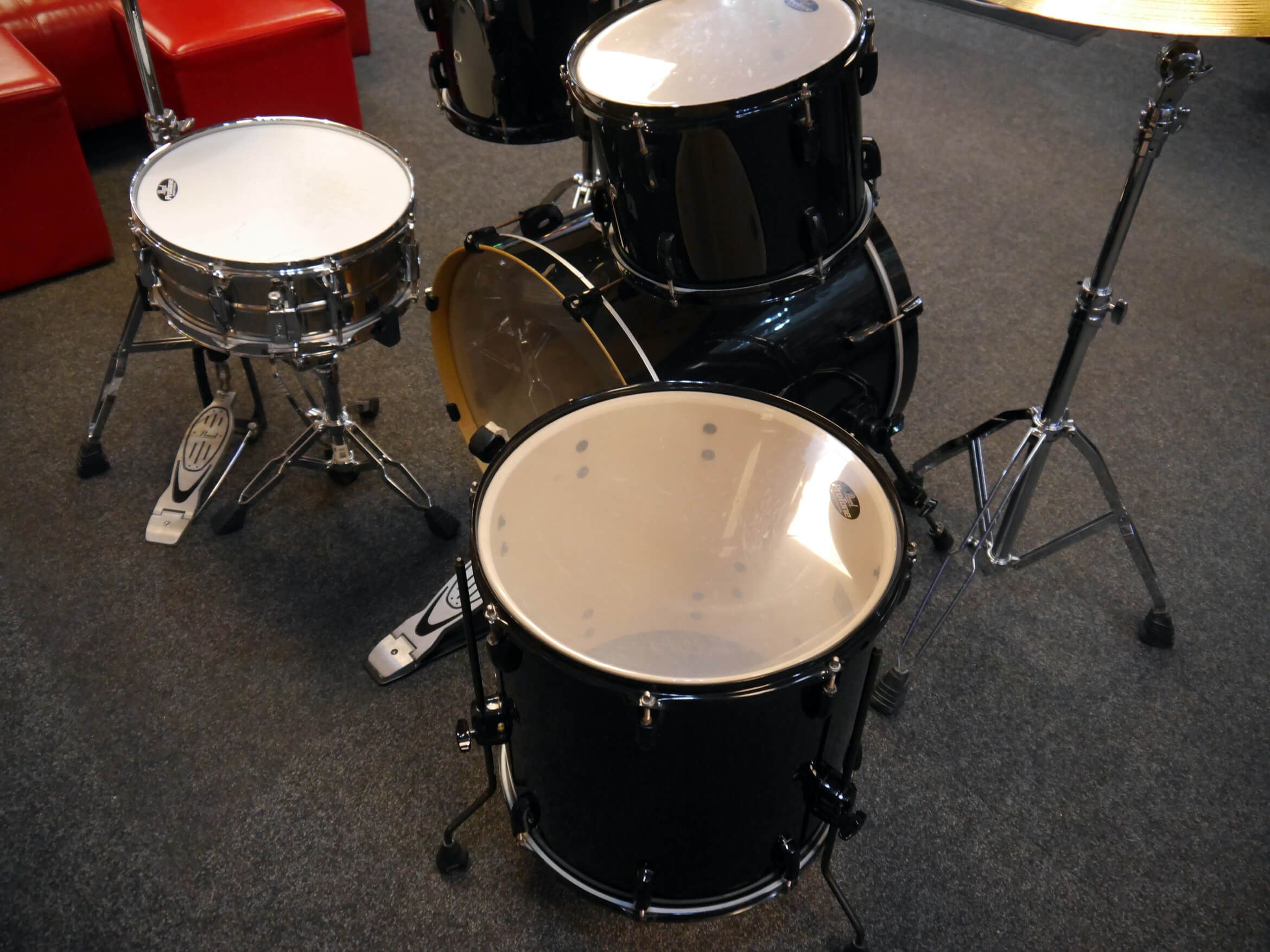 Pearl Vision Rock Fusion Drum Kit Black w/Hardware, Sabian Cymbals