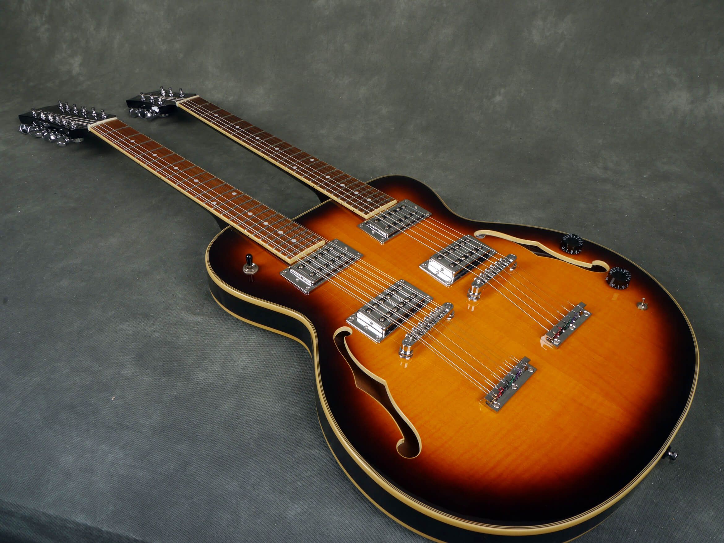 Shine SNOD1000 Double Neck Semi Acoustic Guitar Sunburst 2nd Hand